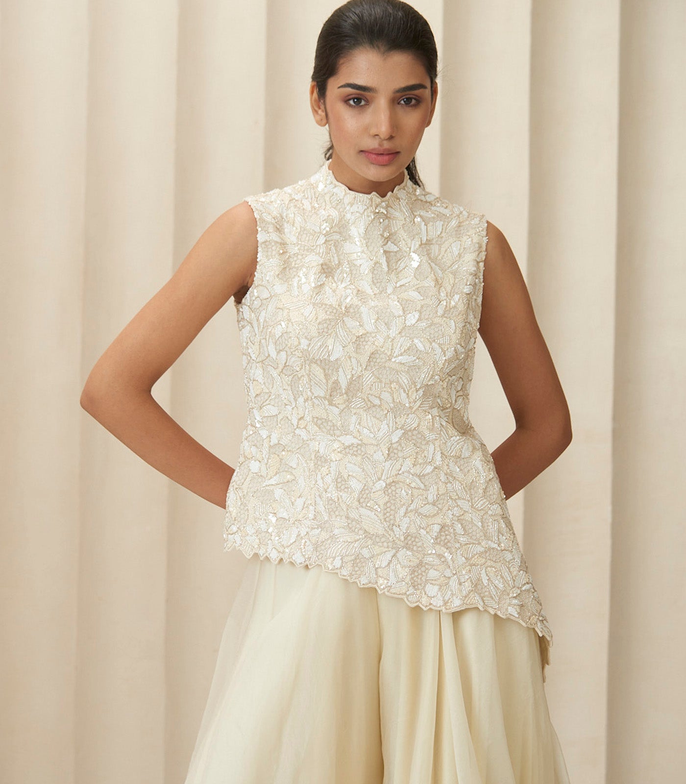 Ivory aura cross peplum set