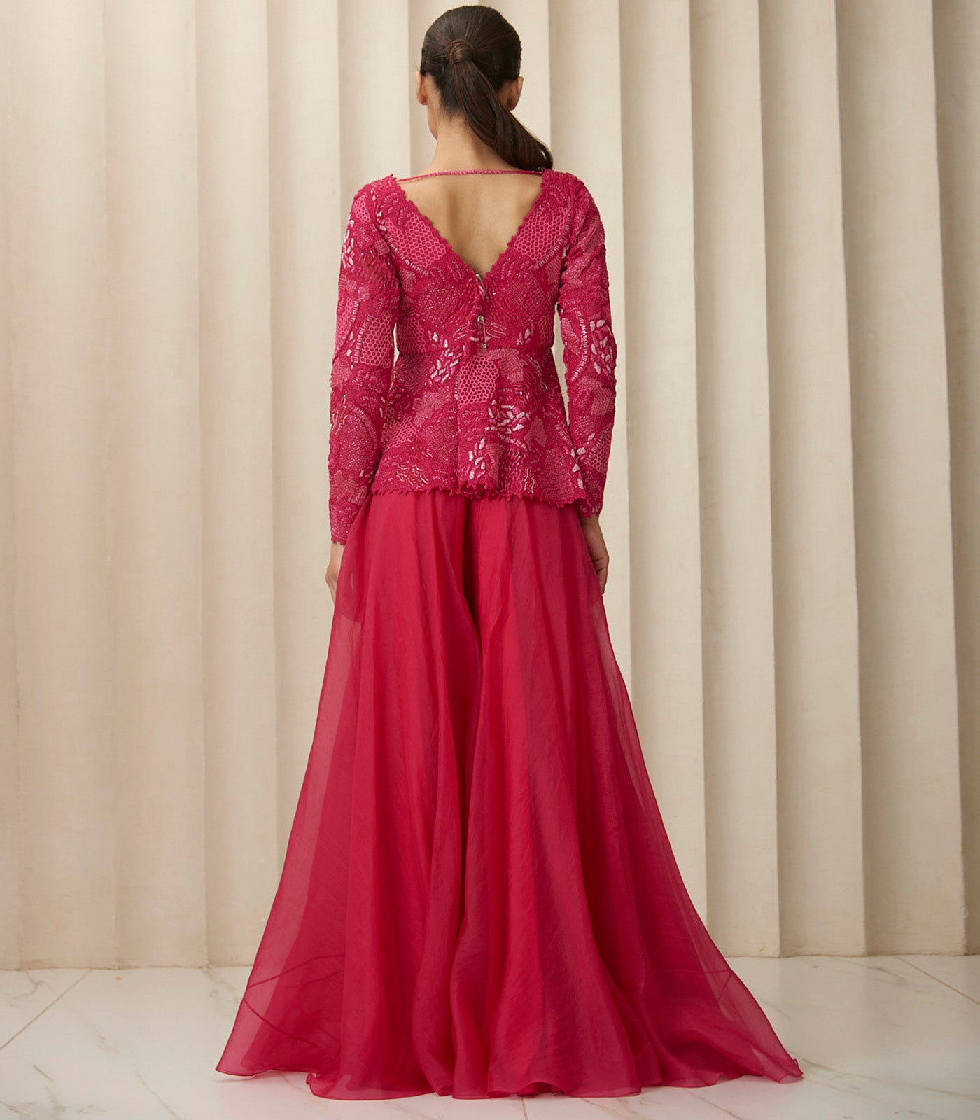 Hot pink helix peplum set
