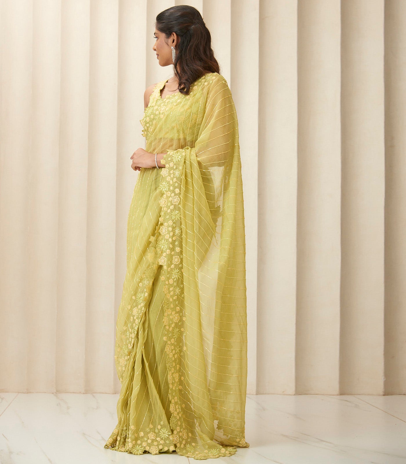 Moss green saree