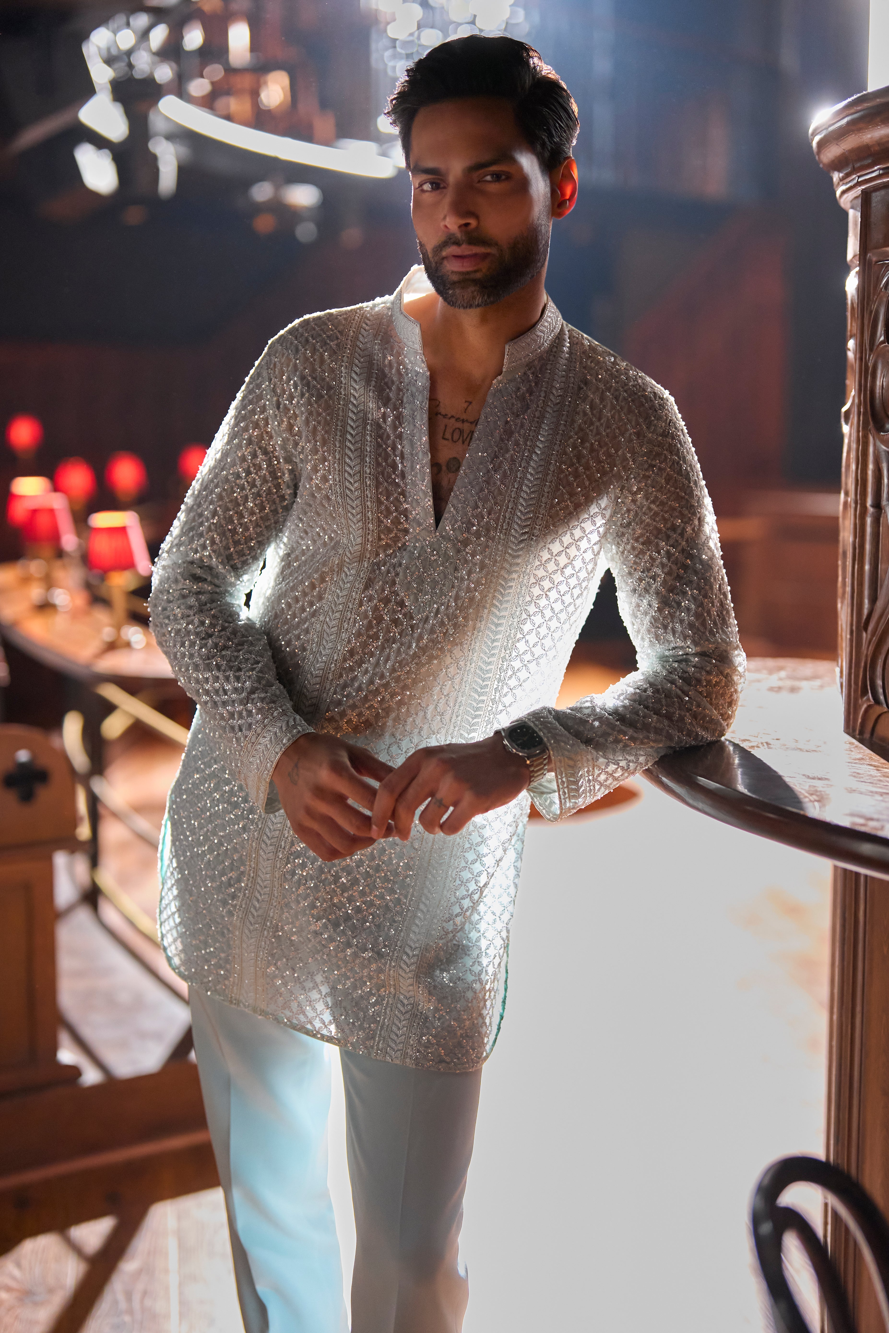 Reverse sky kurta set