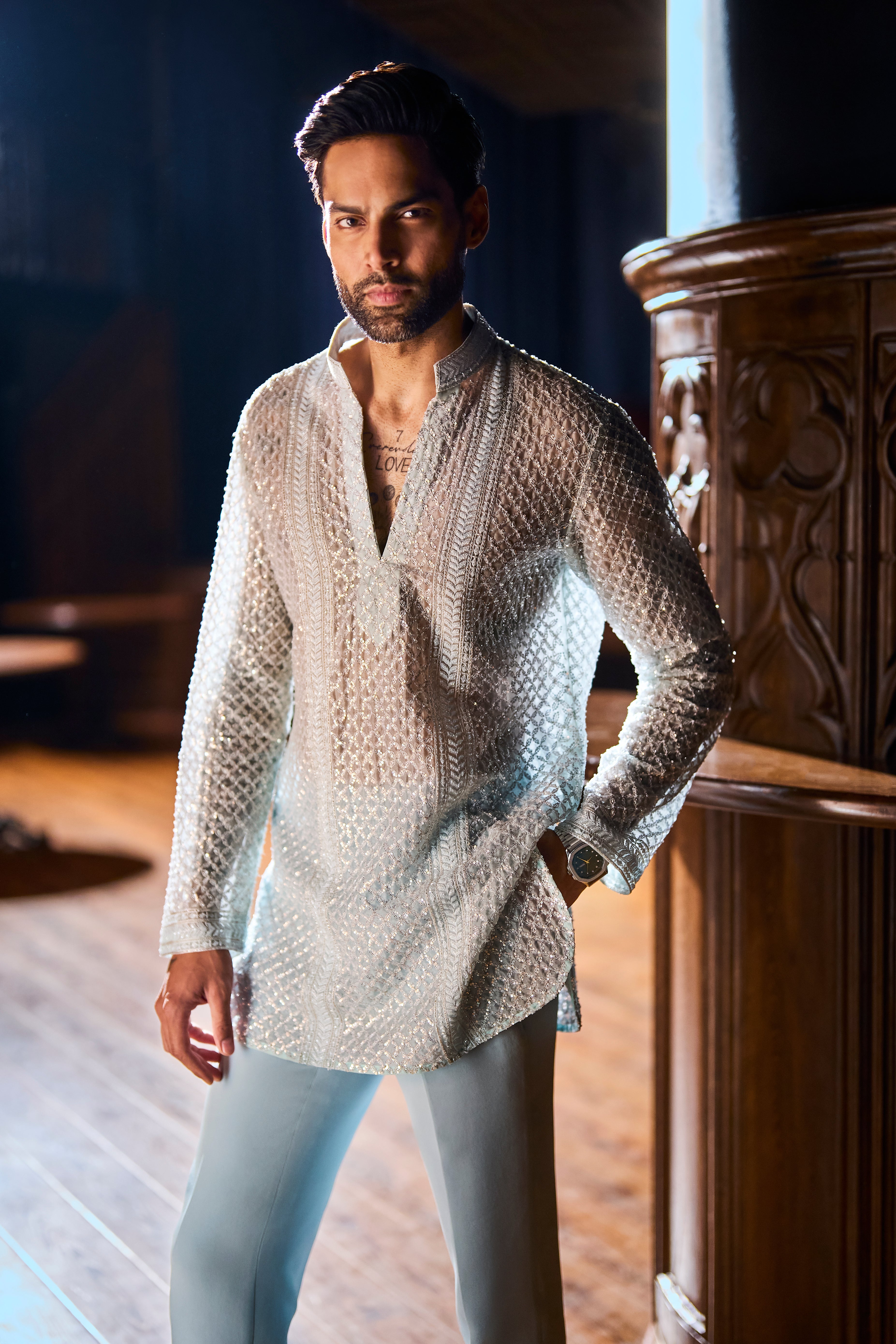 Reverse sky kurta set