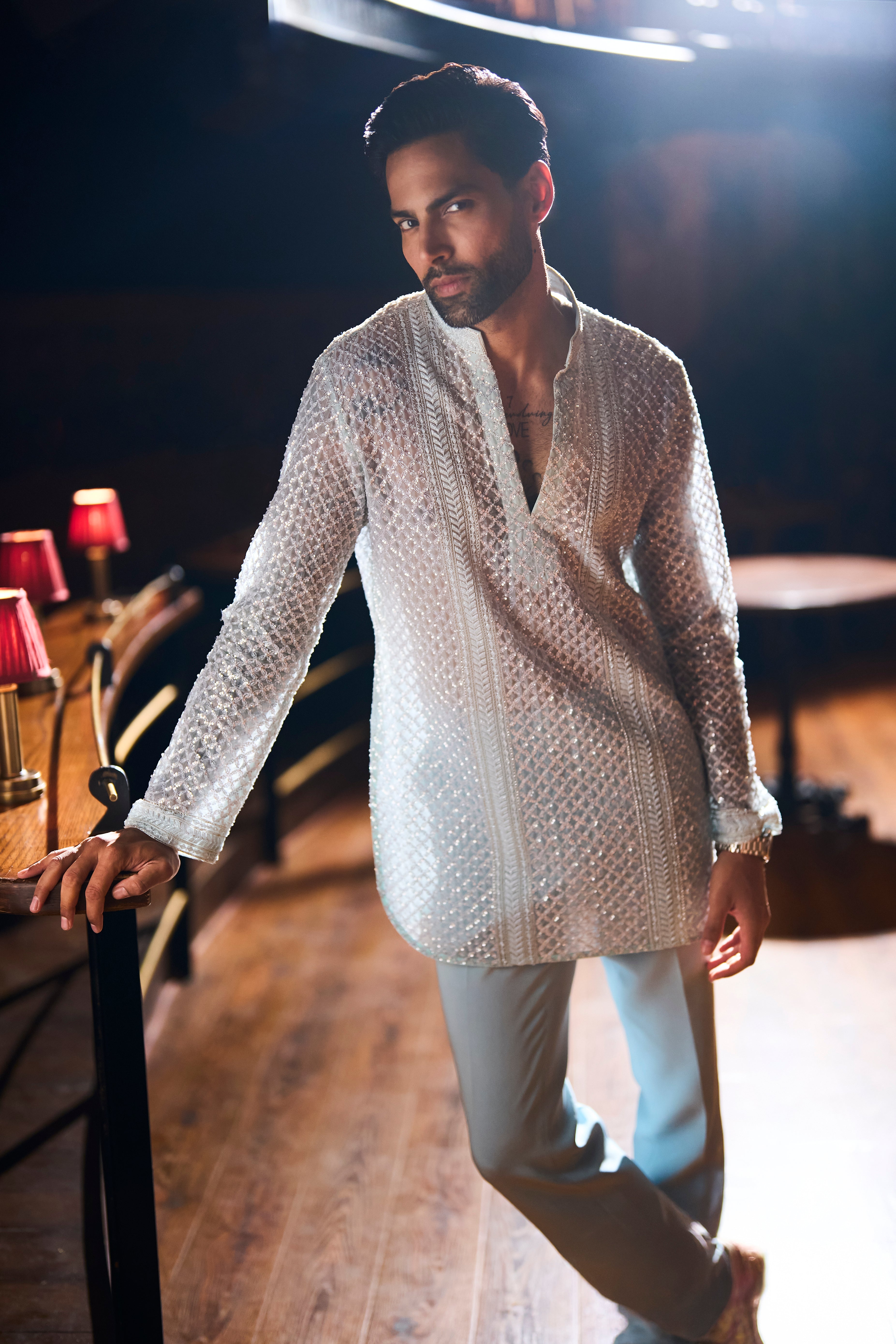 Reverse sky kurta set