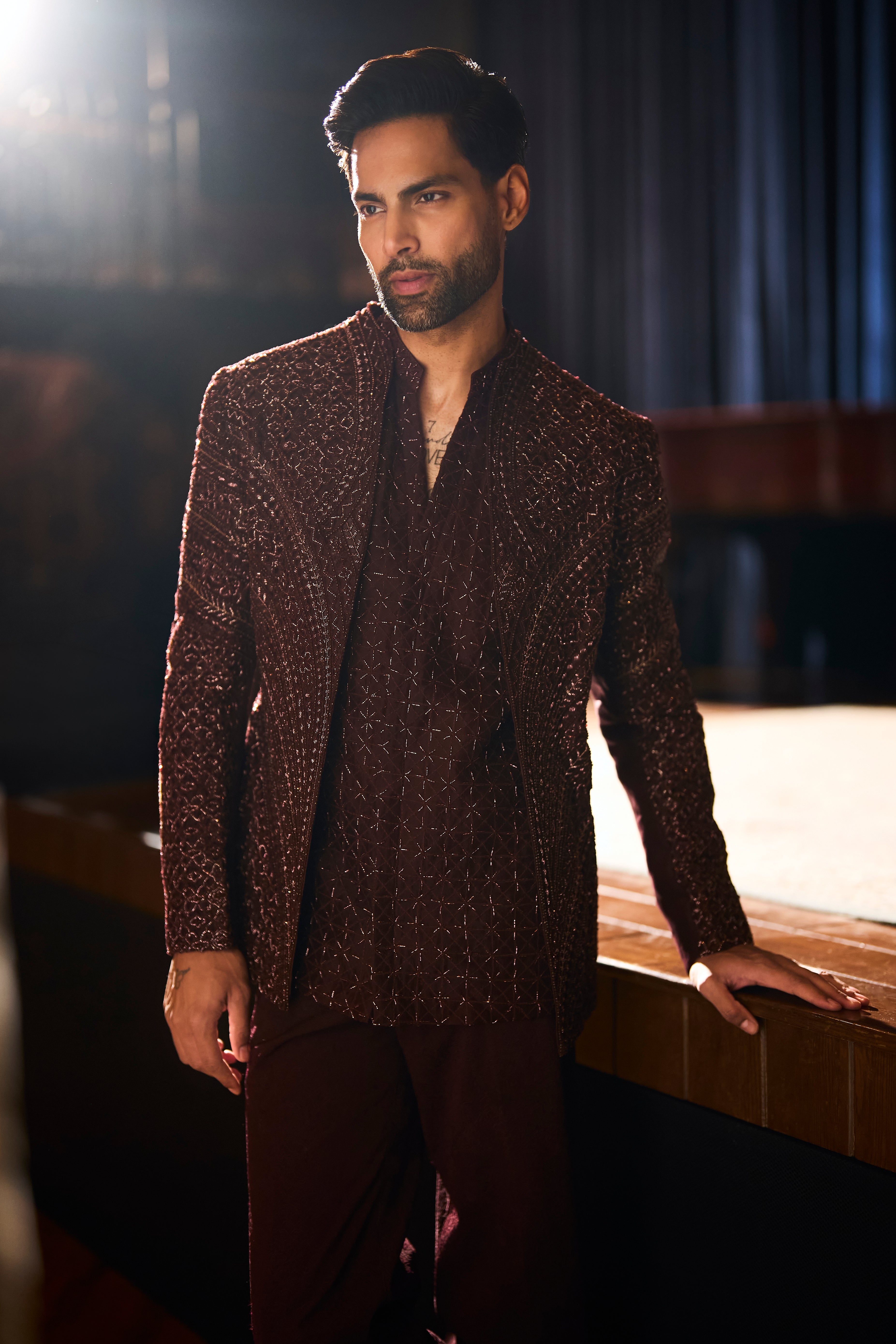 Dark cinnamon jacket set