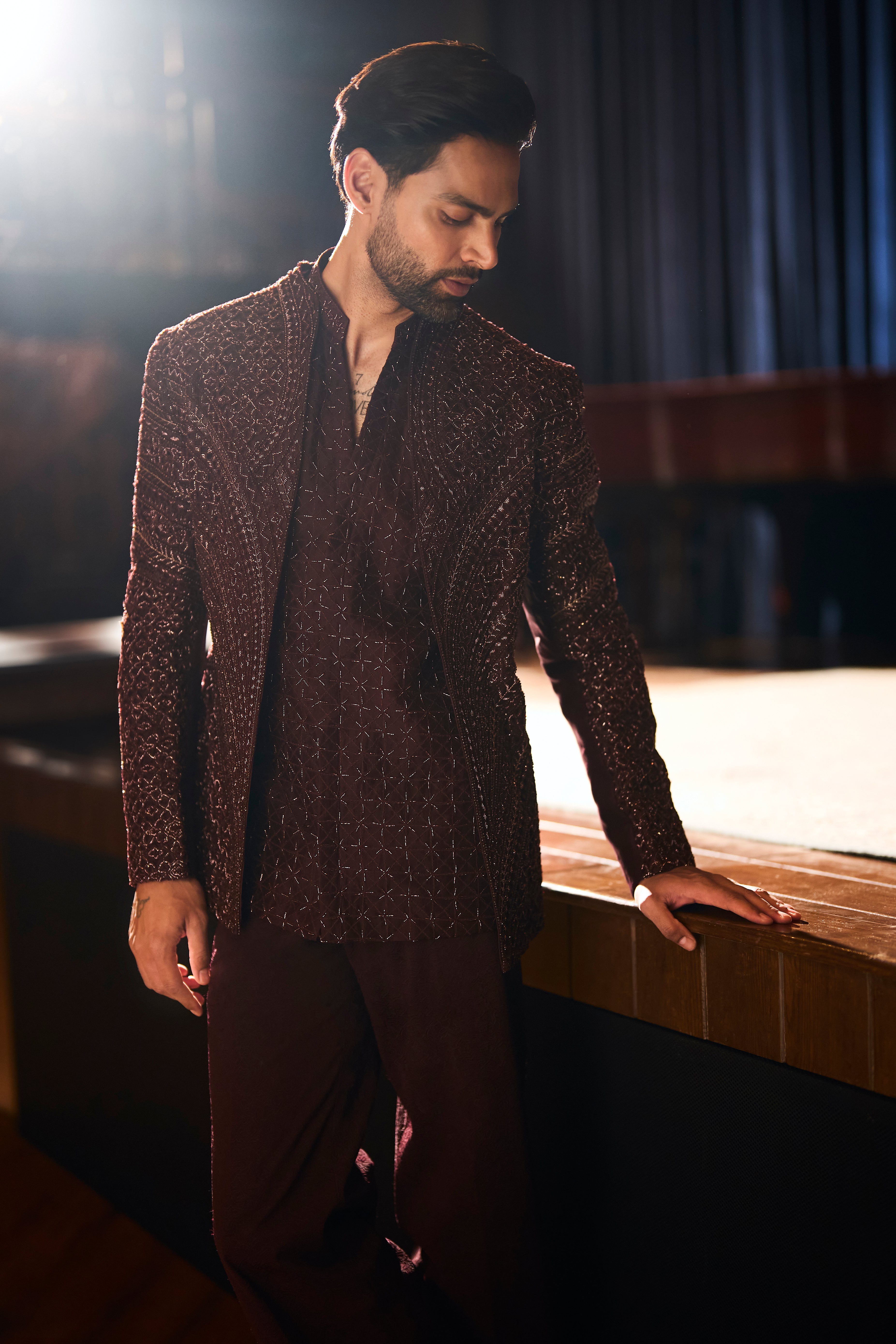Dark cinnamon jacket set