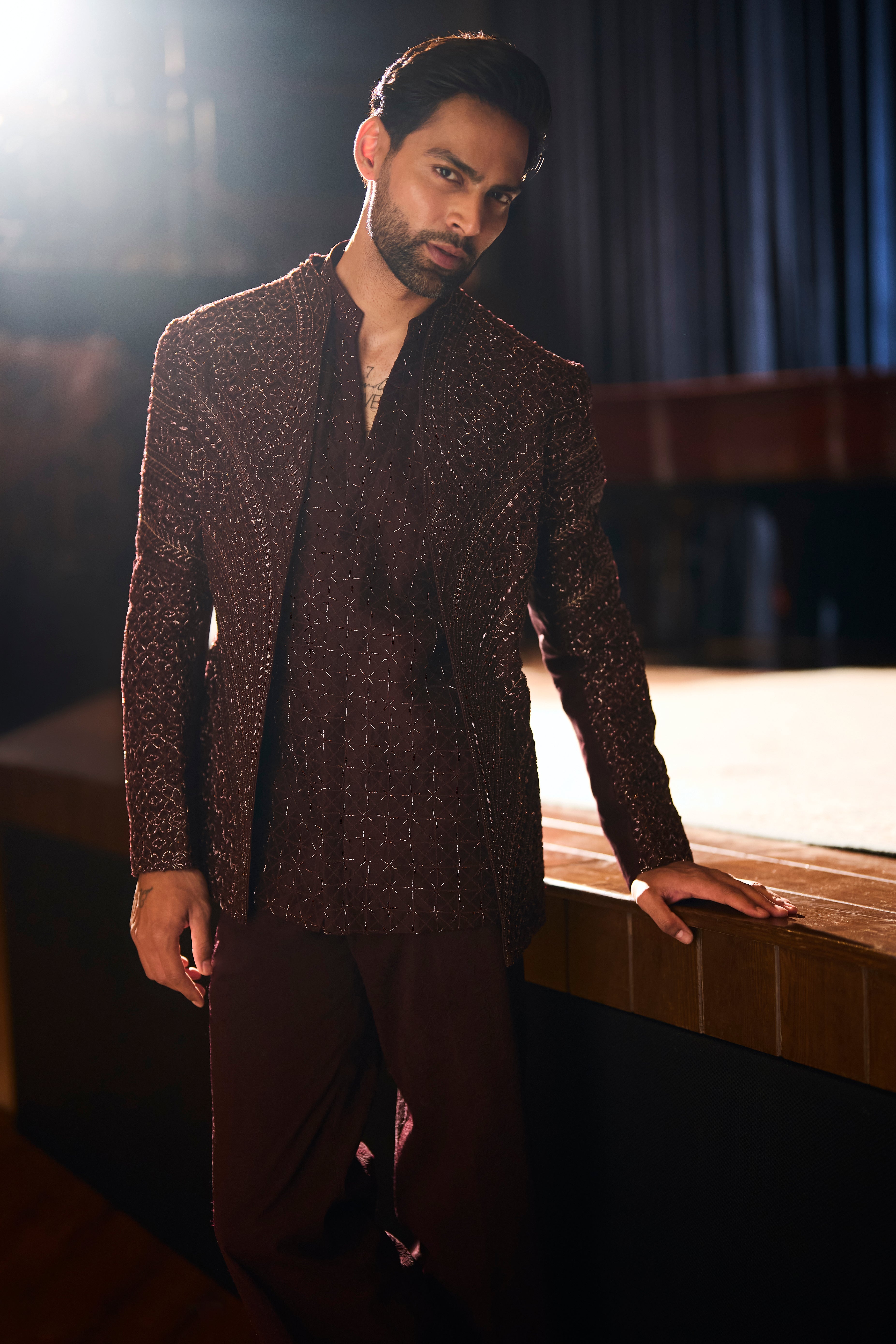 Dark cinnamon jacket set