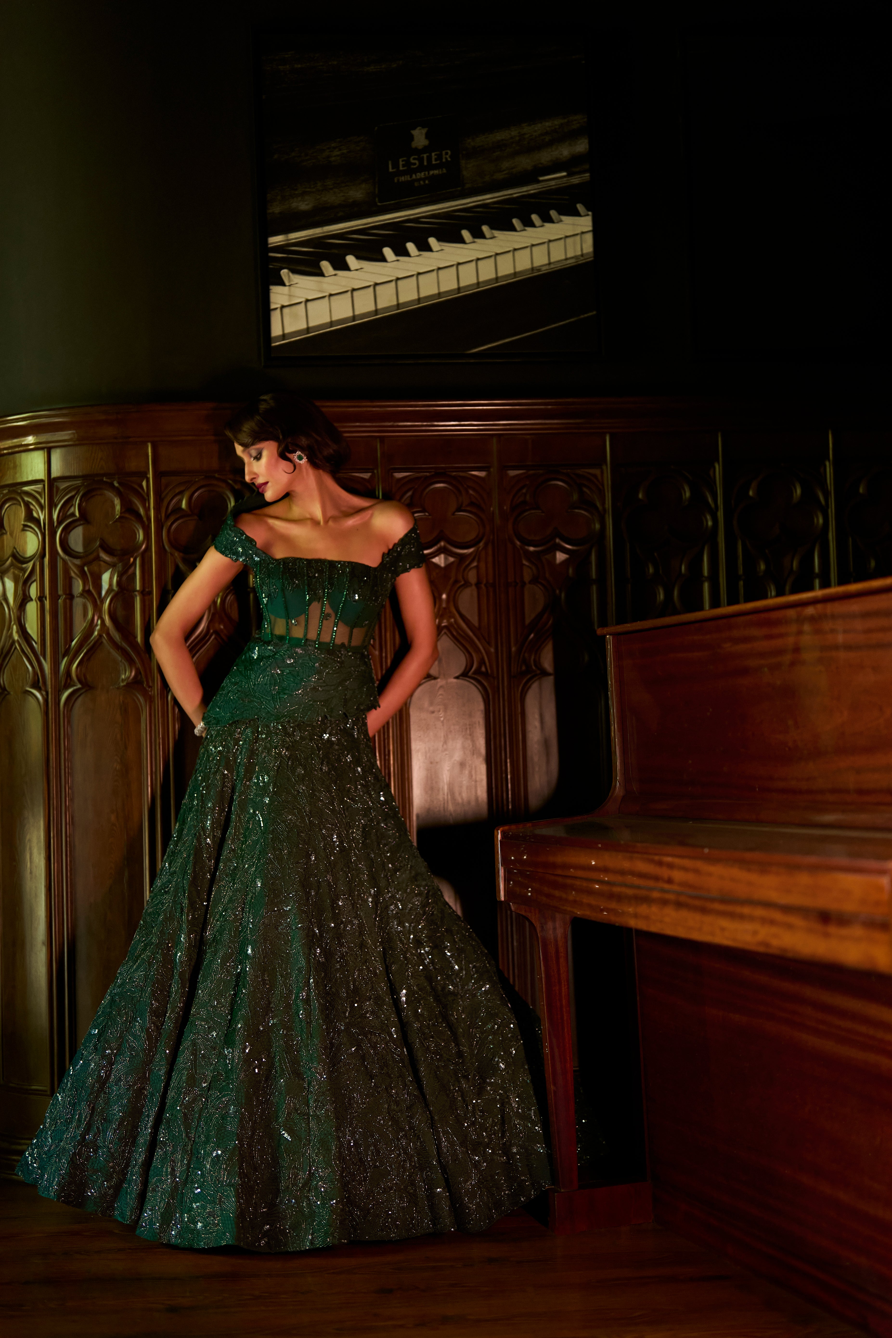 Emerald martini lehenga set