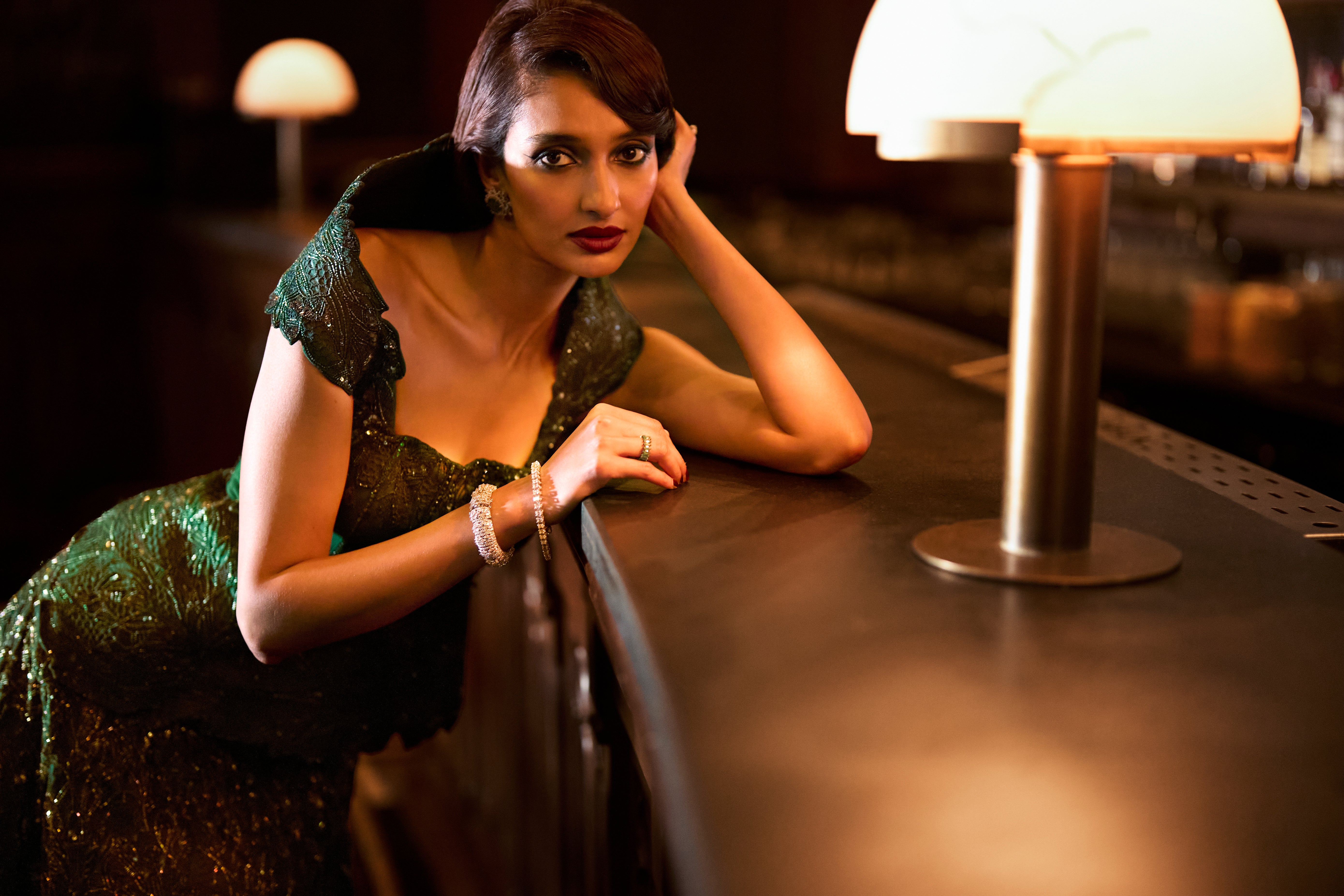 Emerald martini lehenga set