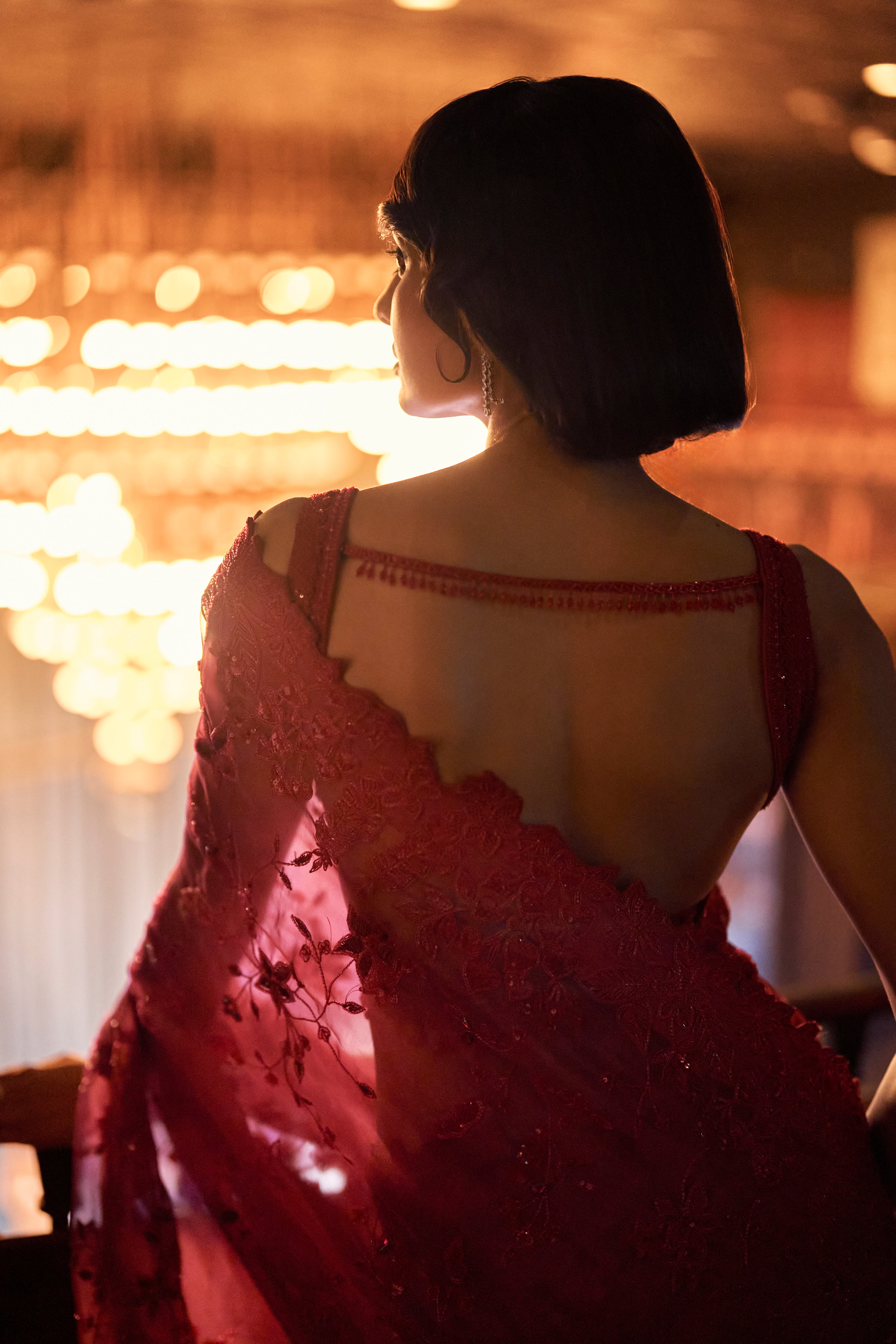 Crimson whisper saree set