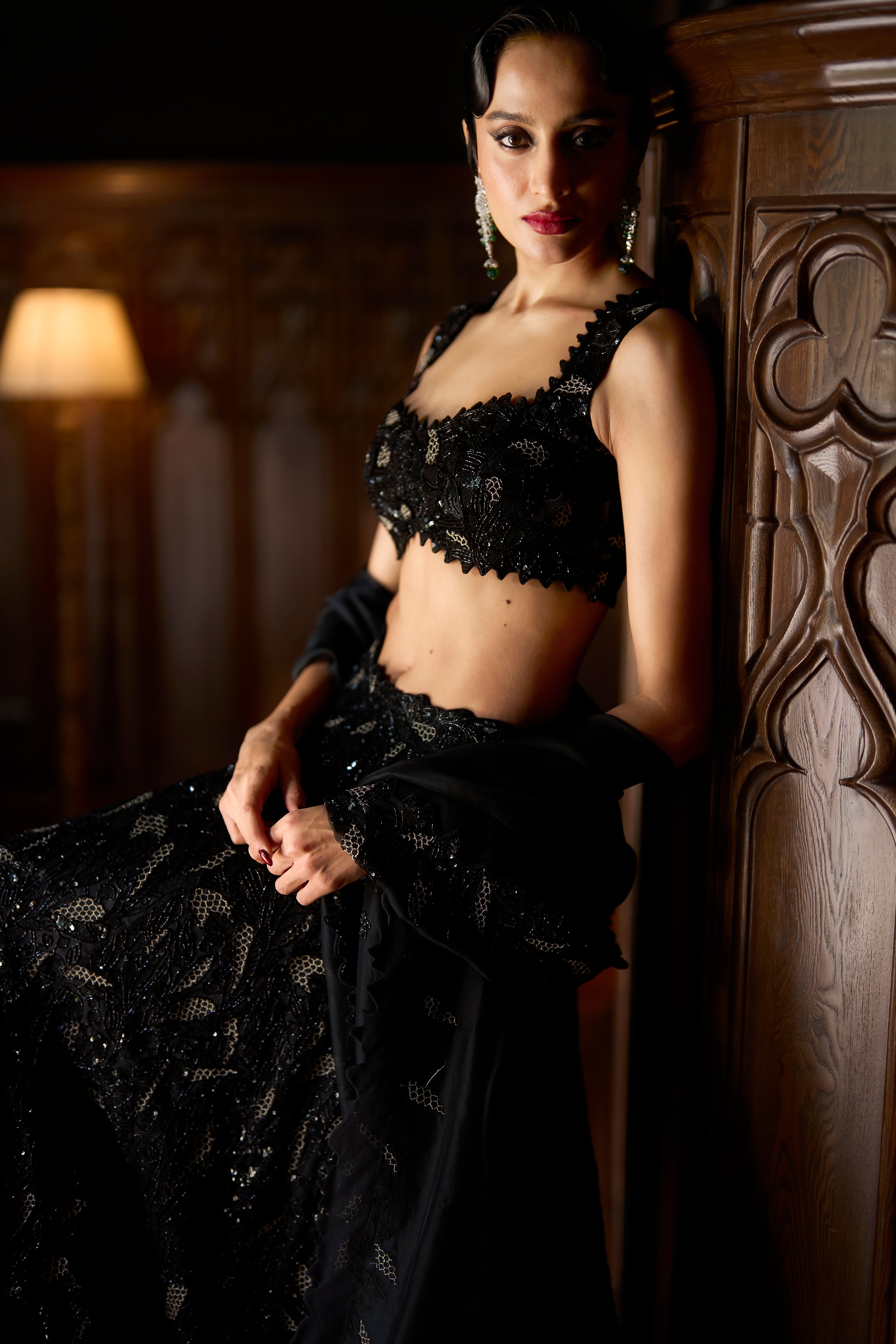 Noir Jardin lehenga set