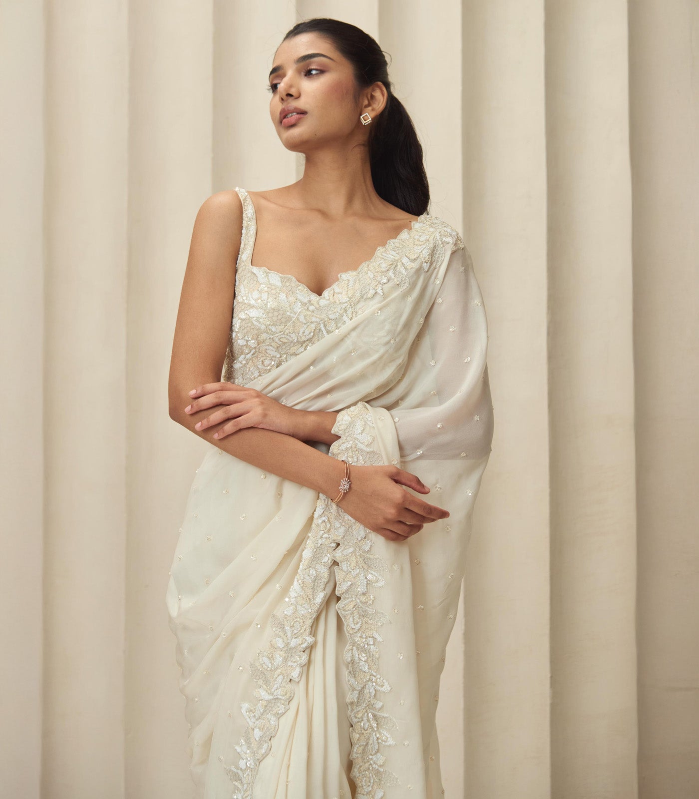 Ivory aura saree set