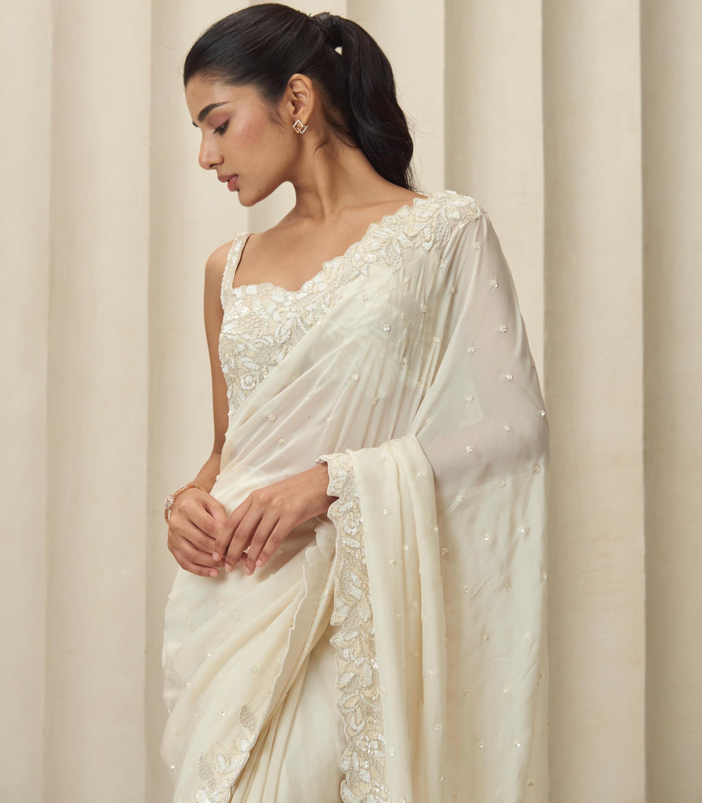 Ivory aura saree set