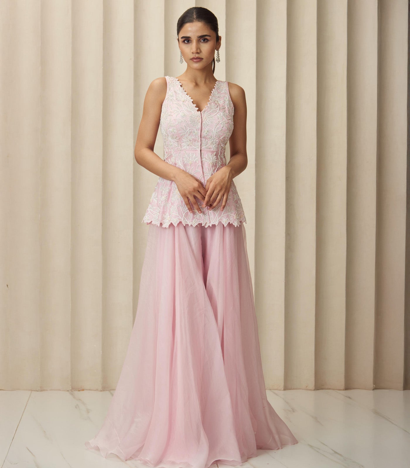 Pink pearl peplum set