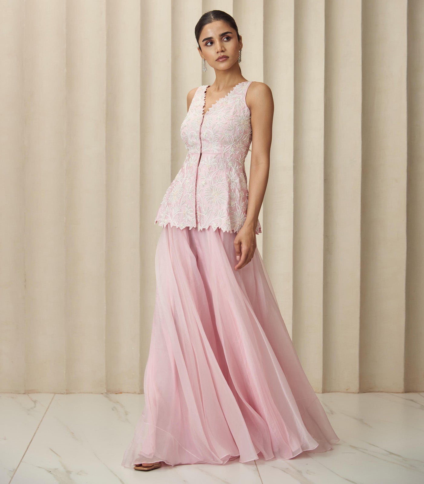 Pink pearl peplum set