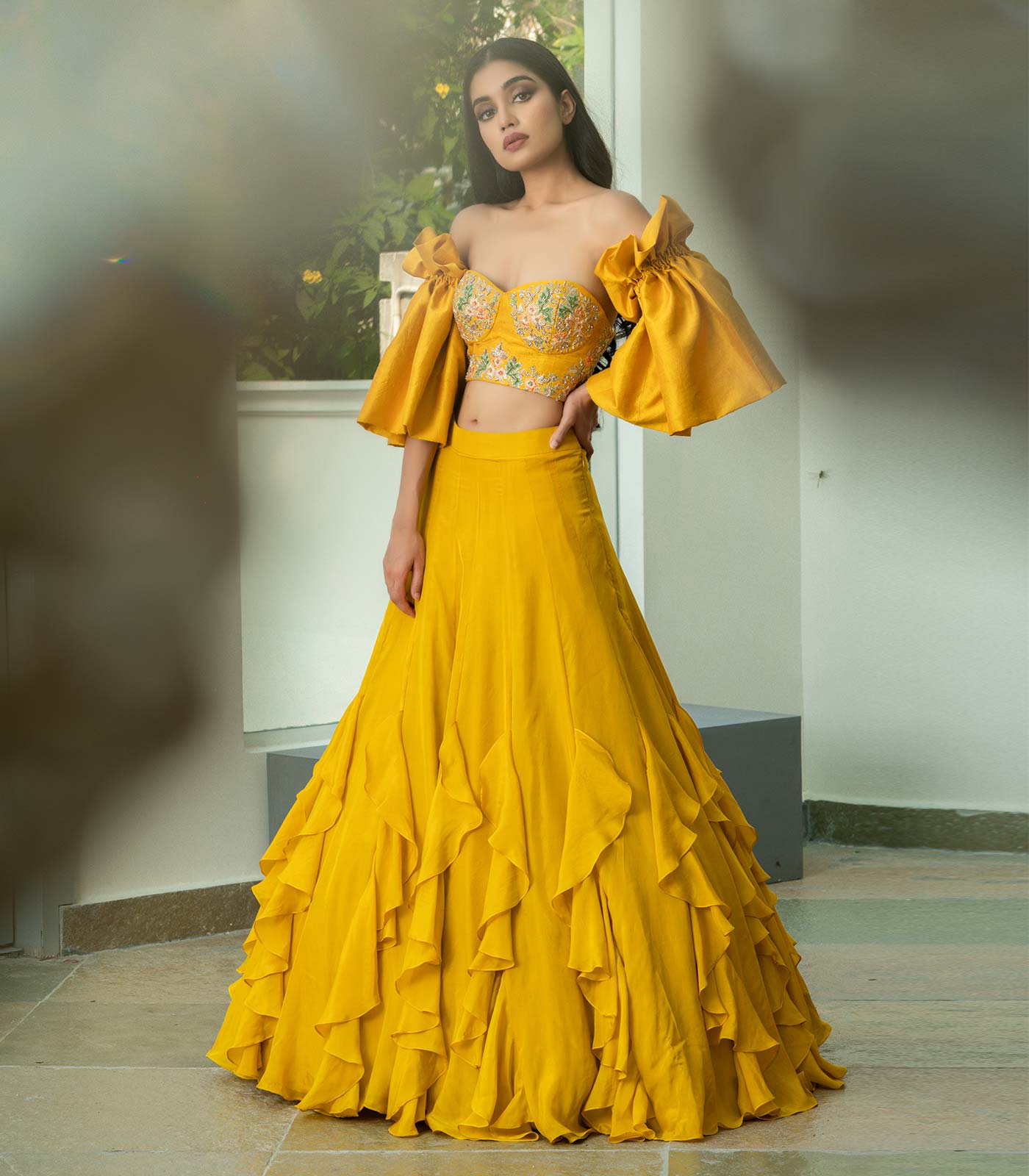 Nivetha Pethuraj turns heads in a golden yellow ruffle lehenga set! | Ruffle  lehenga, Nivetha pethuraj, Indian fashion saree
