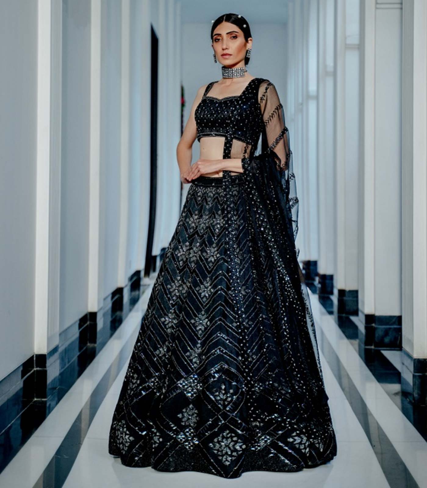 Silk Lehenga Choli in Black Color ($122) | Party wear lehenga, Designer lehenga  choli, Lehenga designs