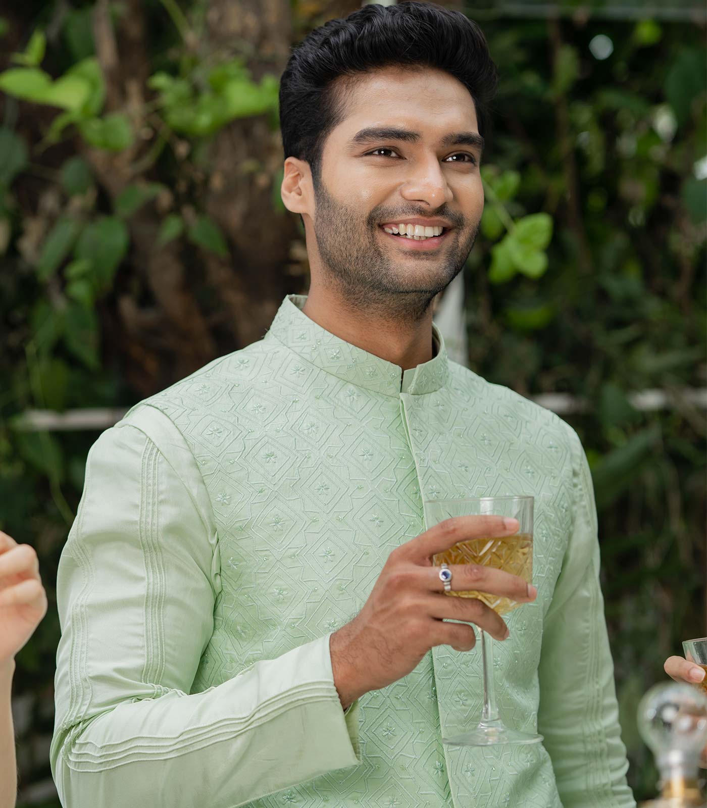 Buy Green Linen Self Design Striped Pattern Nehru Jacket For Men by Arihant  Rai Sinha Online at Aza Fashions.