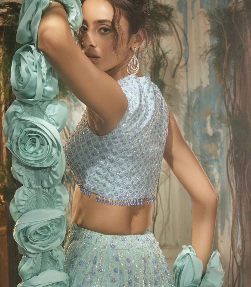 Aqua bloom lehenga set - Image 4