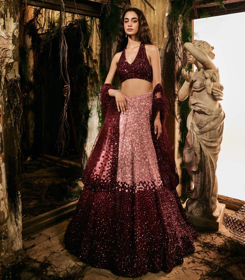 Crimson Aurora lehenga set - Image 4
