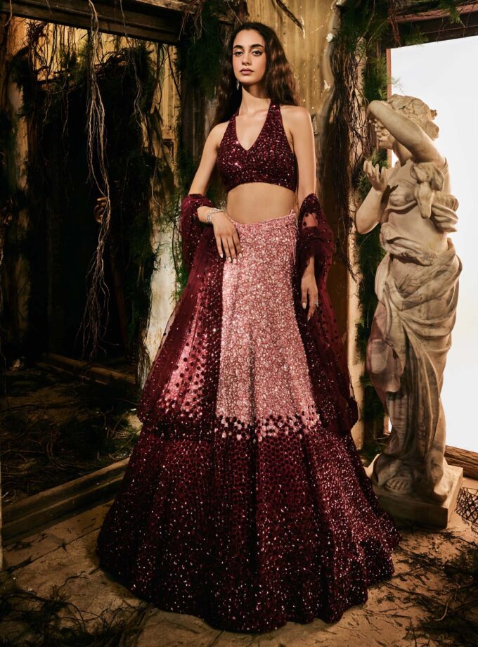 Crimson Aurora lehenga set