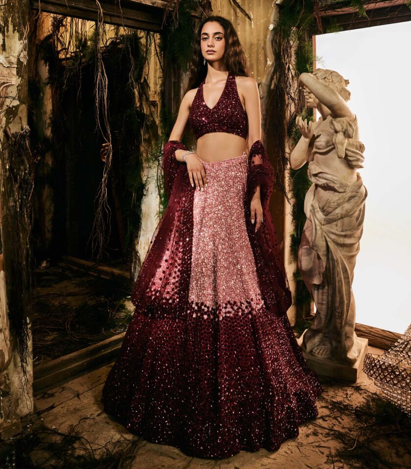 Crimson Aurora lehenga set